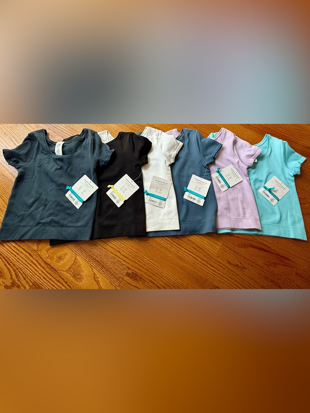 Athleta Girl Rise Above Rib Crop Tee- size 12/L, lot of five. NEW with tags.